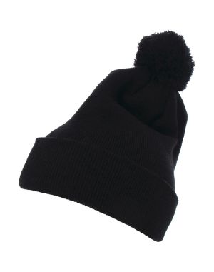 Bonnet à revers et pompons