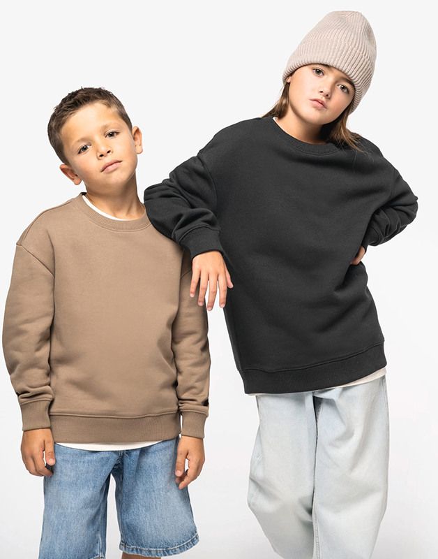 SWEAT-SHIRT ÉCORESPONSABLE À COL ROND OVERSIZE ENFANT
