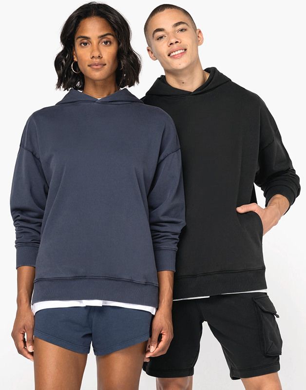 SWEAT-SHIRT ÉCORESPONSABLE À CAPUCHE DÉLAVÉ OVERSIZE UNISEXE