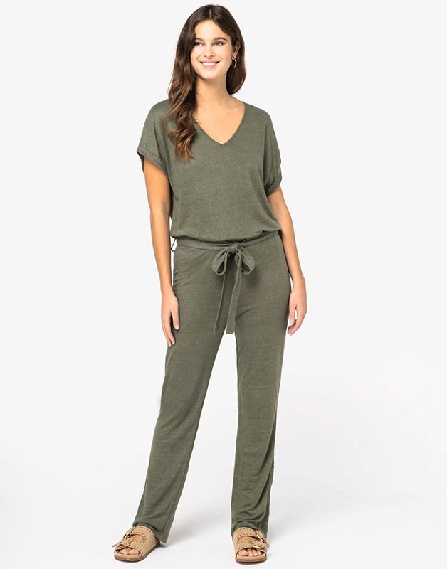 COMBINAISON EN MAILLE MANCHES COURTES EN LIN FEMME