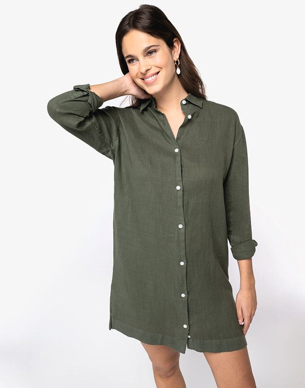 ROBE CHEMISE EN LIN FEMME