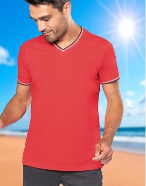 TEE-SHIRT PIQUÉE COL V MASCULIN