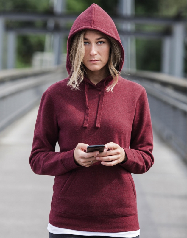 Ladies` Authentic Melange Hooded Sweat