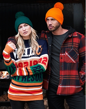 Engineered Knit Ribbed Pom Pom Beanie