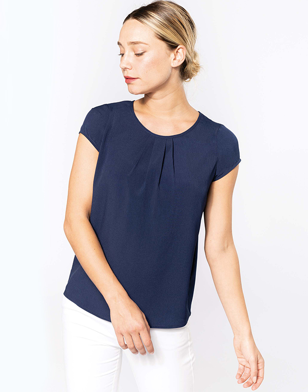 Blouse crêpe manches courtes femme
