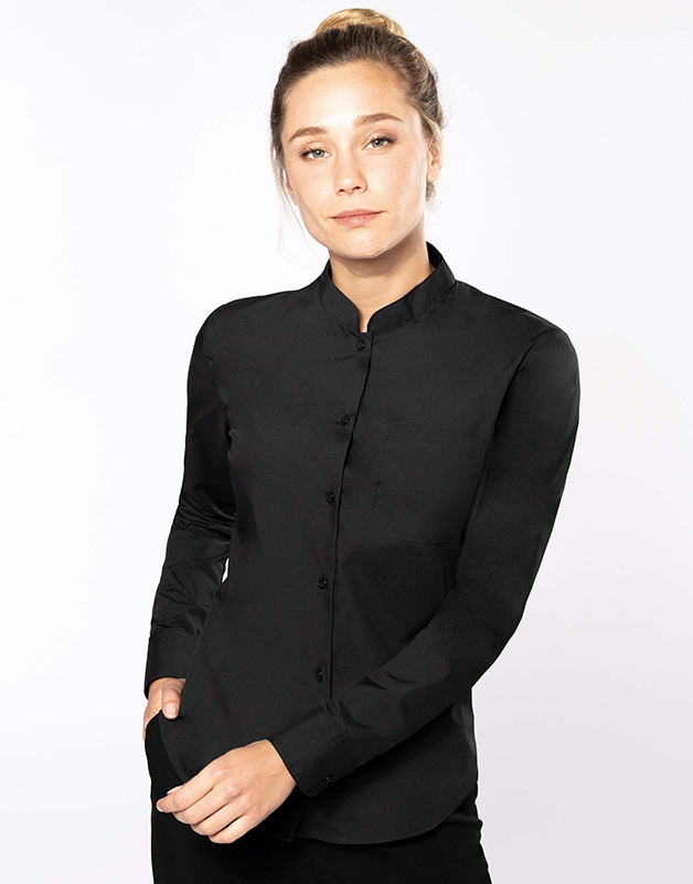 CHEMISE COL MAO MANCHES LONGUES FEMME