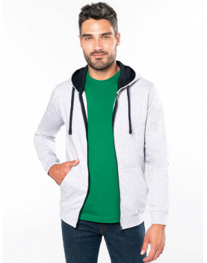 Sweat-shirt zippé capuche contrastée