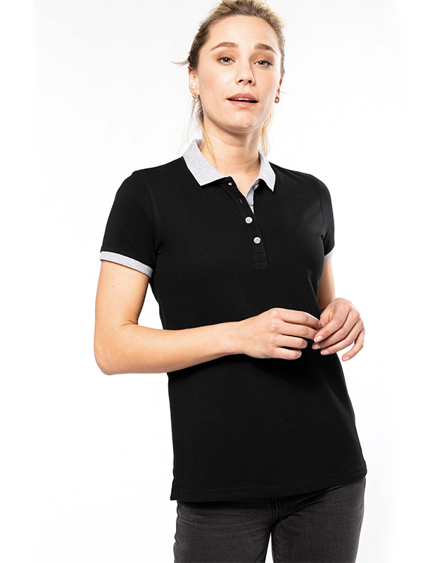 Polo piqué bicolore femme